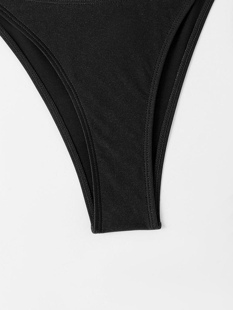 2024 Europäisches und amerikanisches sexy Bikini-Set aus glänzendem Stoff mit Tube-Top