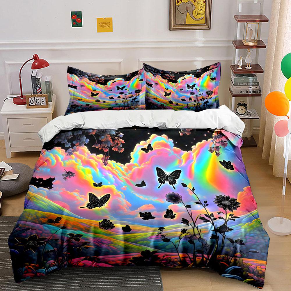 Colorful Nature-Themed Art Set Exquisite Three-Piece Bedding Set Gift For Kids And Adults
