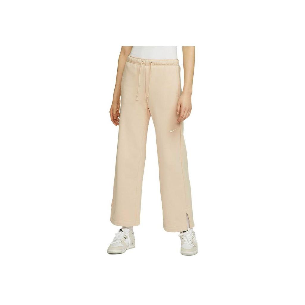 Nike Solid High-Waisted Wide-Leg Knit Sports Pants Women Pants Sand-White FZ4339-126