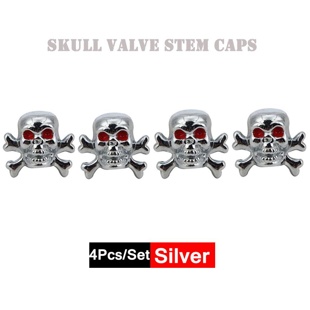 DSYCAR 4Pcs/Set Valve Caps for Tires Skull Style Universal Stem Valve Caps Attractive Dustproof Car Accessories Stem Caps1