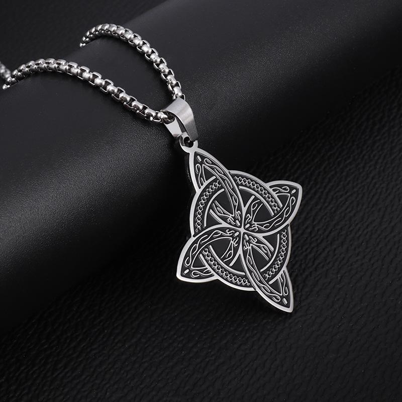 Men's New Vintage Viking Irish Celtic Knot Trend Pendant Stainless Steel Slavic Talisman Necklace