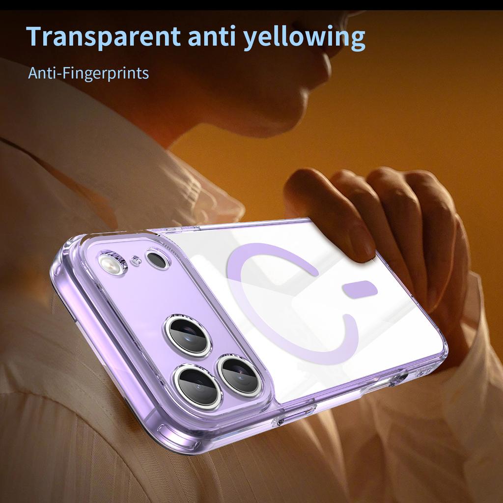 Luxury Transparent Wireless Charging Magnetic For Magsafe Case For iPhone 17 16 15 Pro Max 14 Plus 17E 16E Shockproof Hard Cover