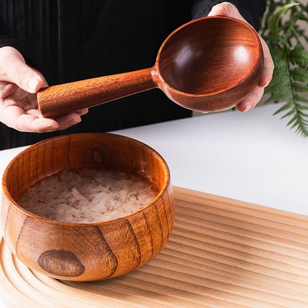 Large Size Long Handled Spoon Long Handle Wooden Soup Ladle Water Ladle Serving Soup Spoon  Picnic