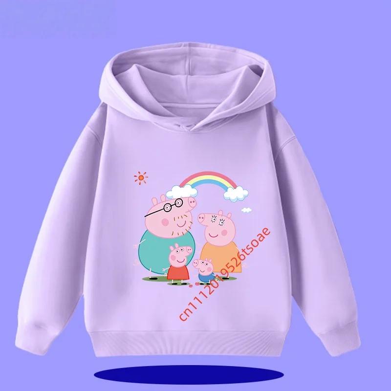 Peppa Pig Children's Hooded Sweatshirt 2026 New Style Cartoon Print Boys' Sport Shirt Girls' Casual Shirt