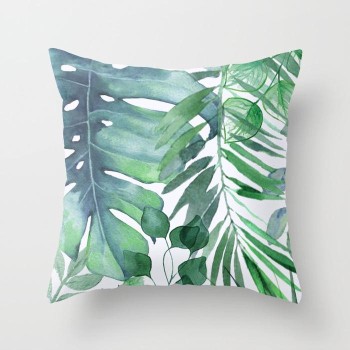 Green Tropical Leaf Pillow Cover Fleshy Polyester Pillow Cushion Cover Decoration Salon Home Decor Throw Pillows Car Seat Chair