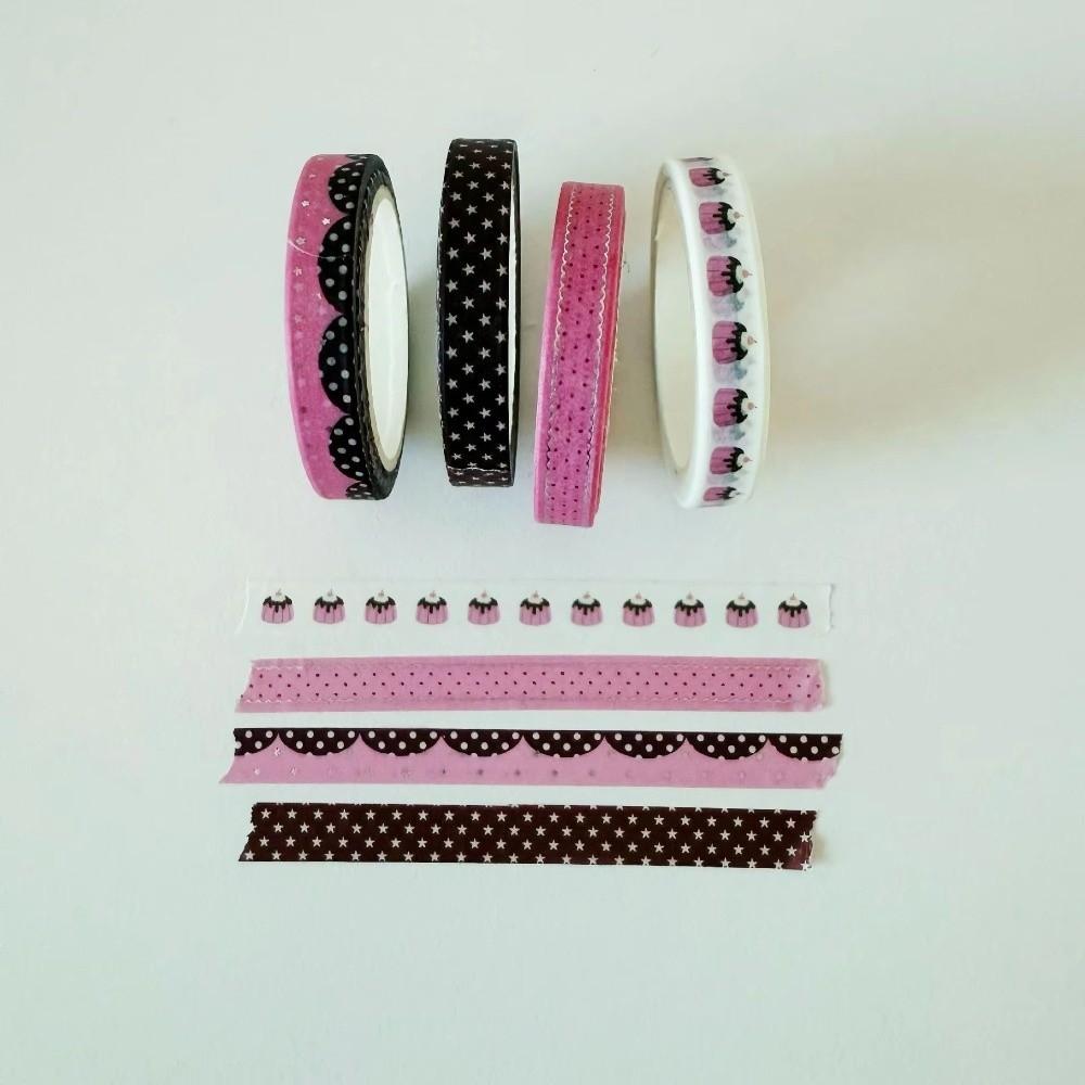 Adhesive Washi Tape Set 4 Rolls Scrapbooking Tape Retro Decorative Tape Notebook Decoration