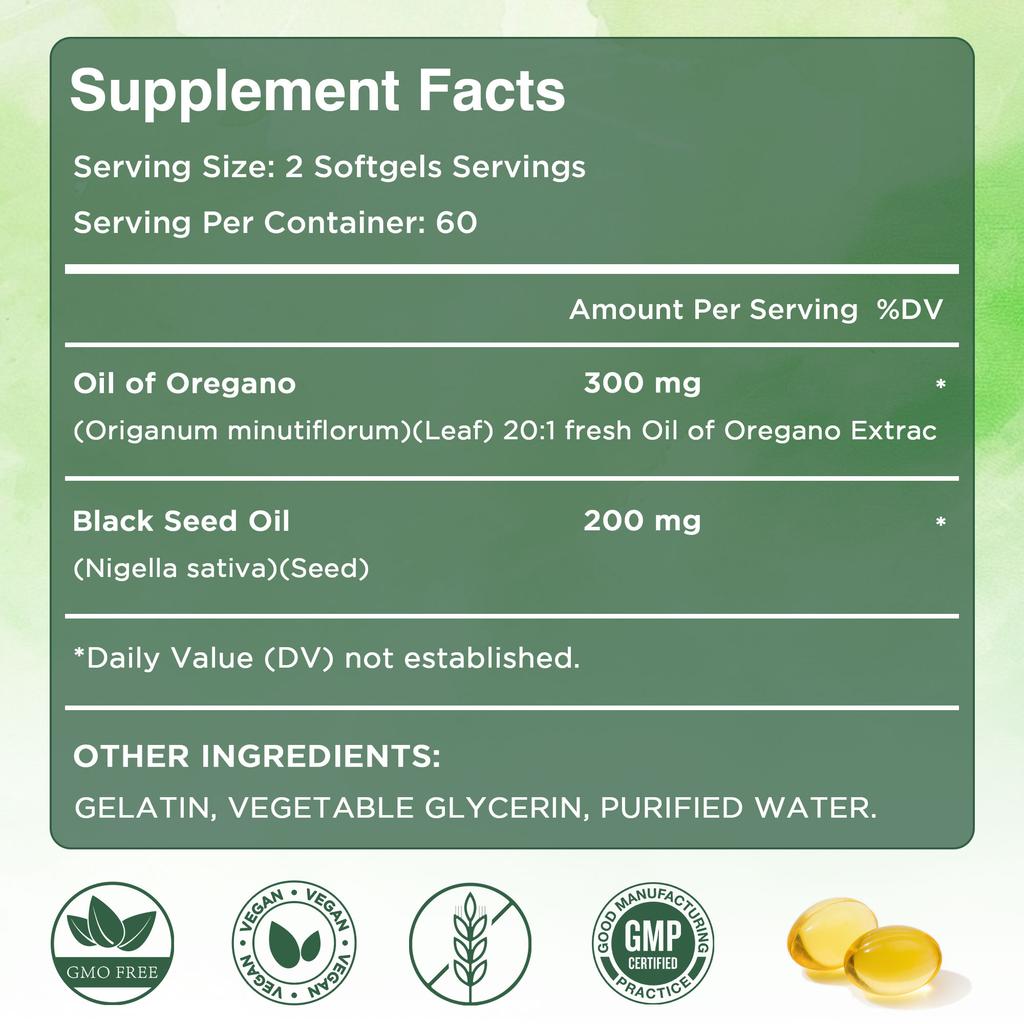 Oreganoový olej - Olej z černuchy seté, Posílení imunity, Antioxidant, Podpora trávení