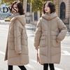 Winter Cotton Coat Down Neck Protection Stand Collar Padded Hooded with Pockets Jacket Zip-up Parka Windproof Heat Retention Daily Cold Weather
