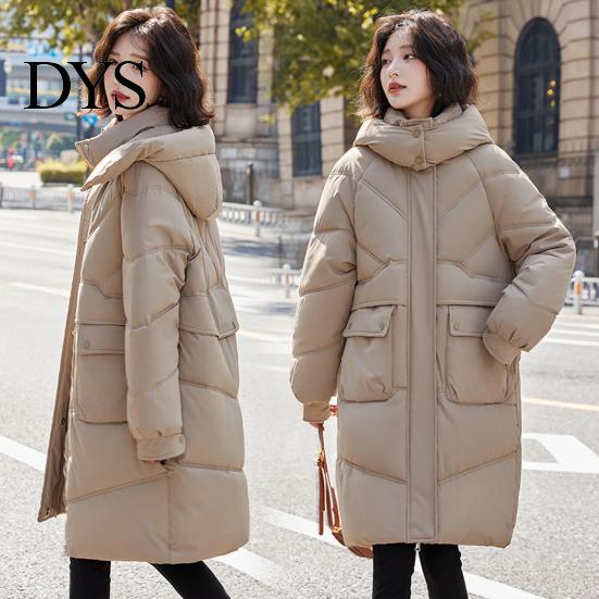 Winter Cotton Coat Down Neck Protection Stand Collar Padded Hooded with Pockets Jacket Zip-up Parka Windproof Heat Retention Daily Cold Weather