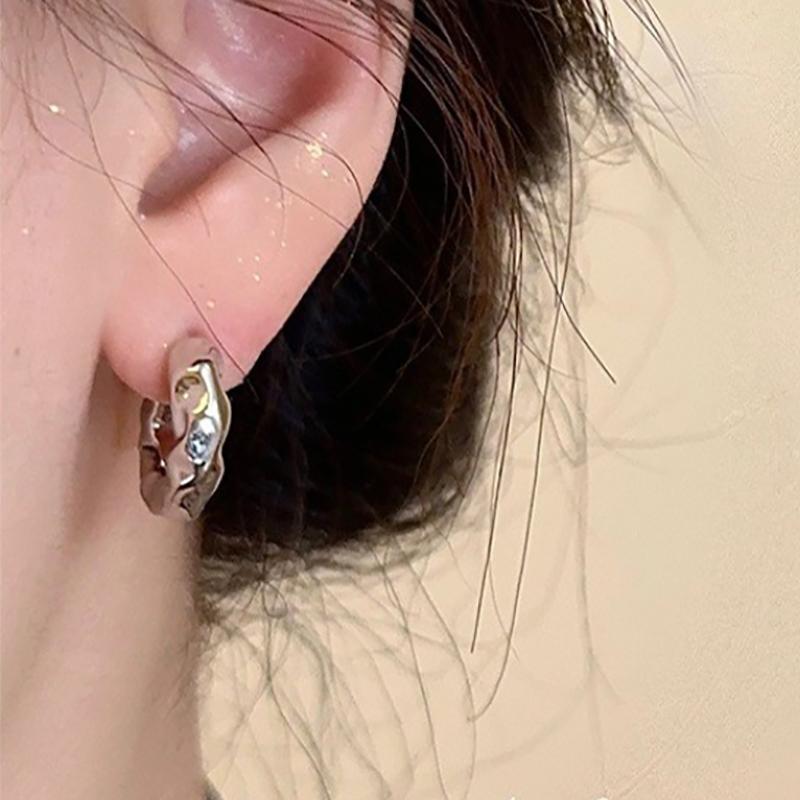 foxanry Irregular Fold Earrings For Women Girls Minimalist Personality Trendy Wedding Party Bride Jewelry Accessories Gifts