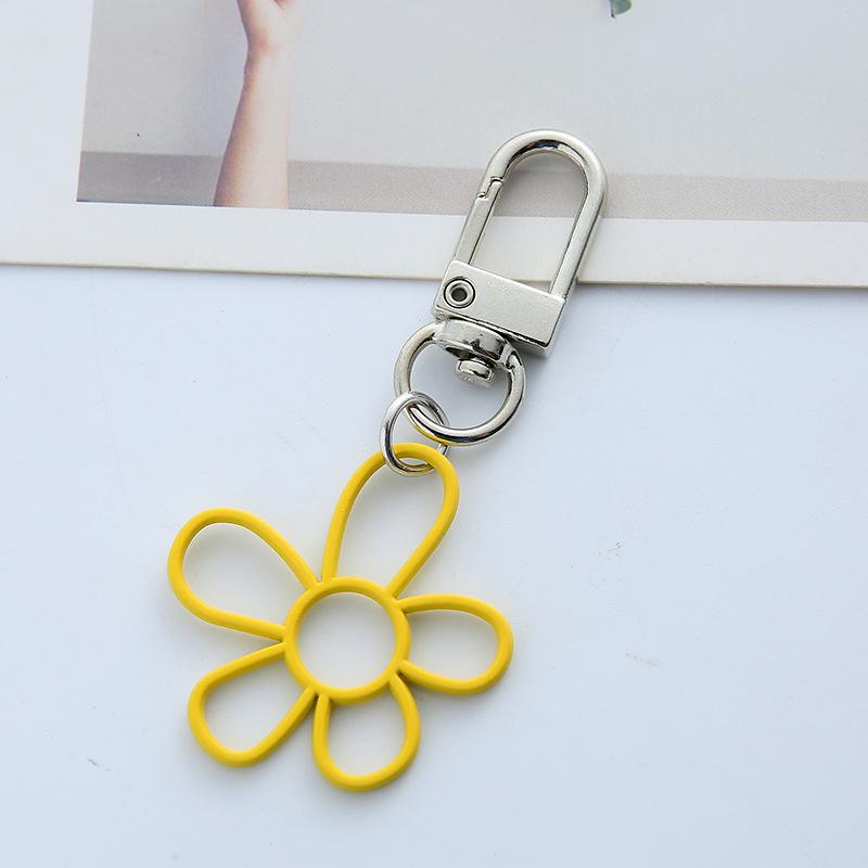 Candy Color Hollow Flower Keychain & Airpods Case Pendant Single OPP Bag Packaging