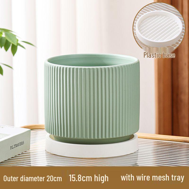 Nordic Style White Ceramic Succulent Pot with Four Compartments