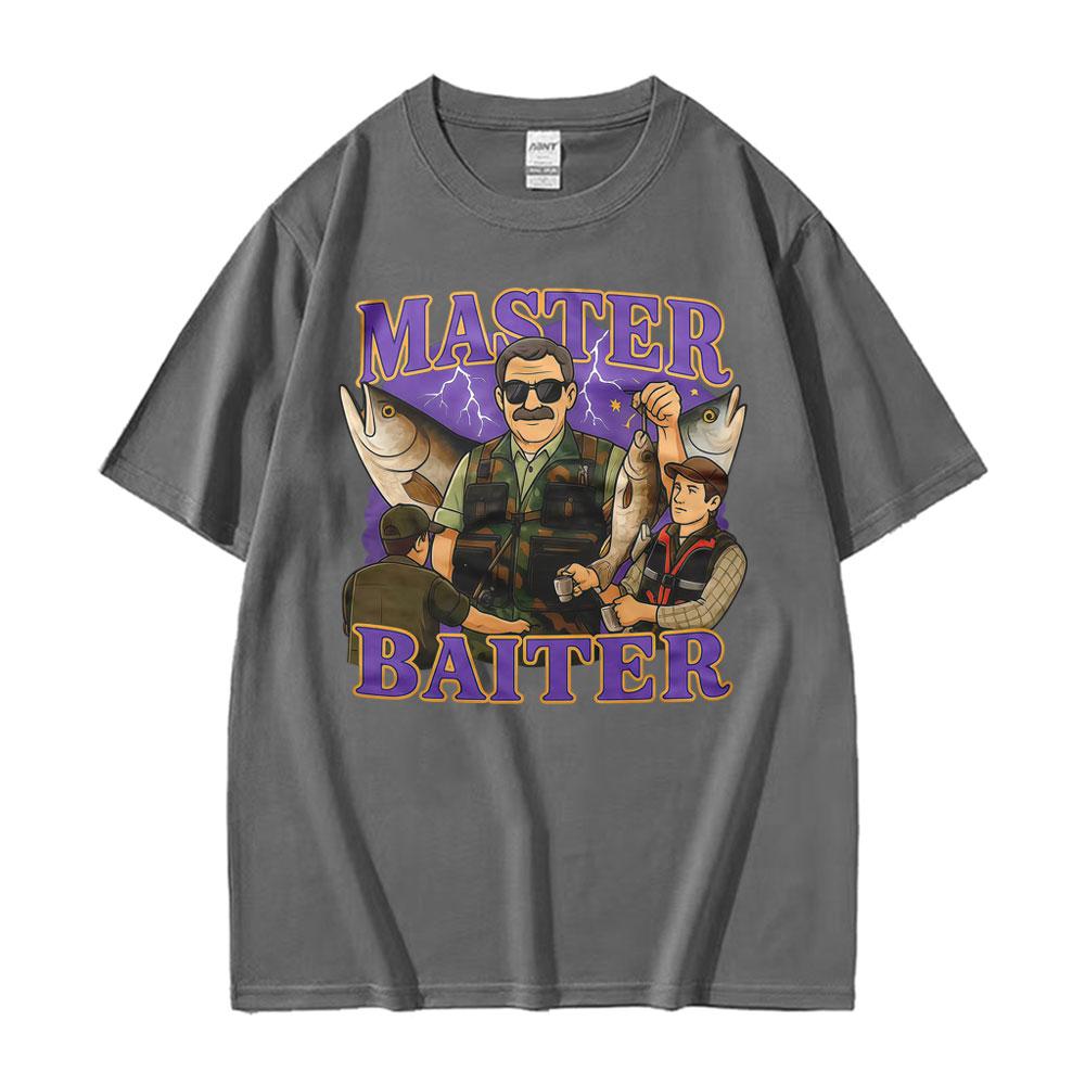 Funny Fishing Master Baiter Graphic T Shirts Men Women Vintage Fisherman Humor Tshirt Casual Loose Oversized T Shirt Streetwear