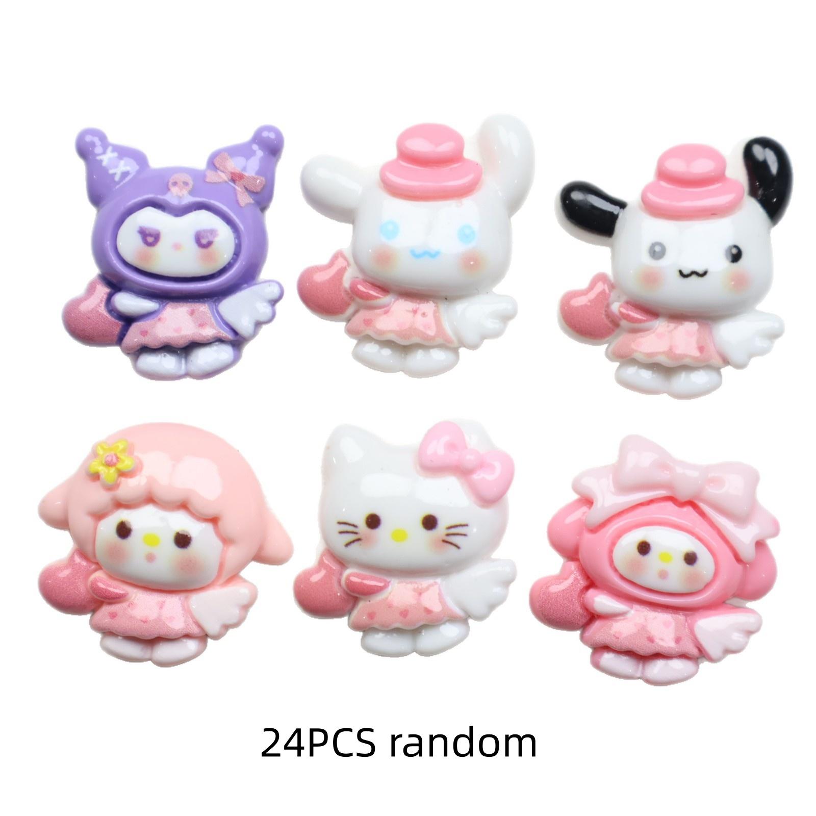 

24/120PCS Cartoon DIY resin accessories, heart-shaped wings, handmade hair clips, phone cases, keychains, jewelry accessories
