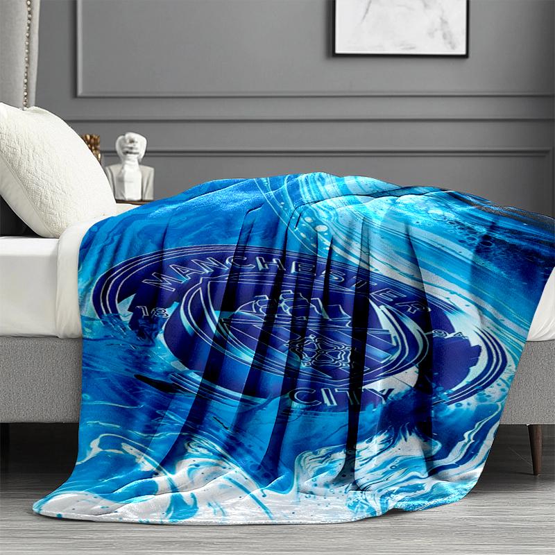 Manchester City FC Print Blanket - Soft & Comfortable, for Bedroom, Travel, Sofa, Home Decoration - Birthday Christmas Gift for Friend