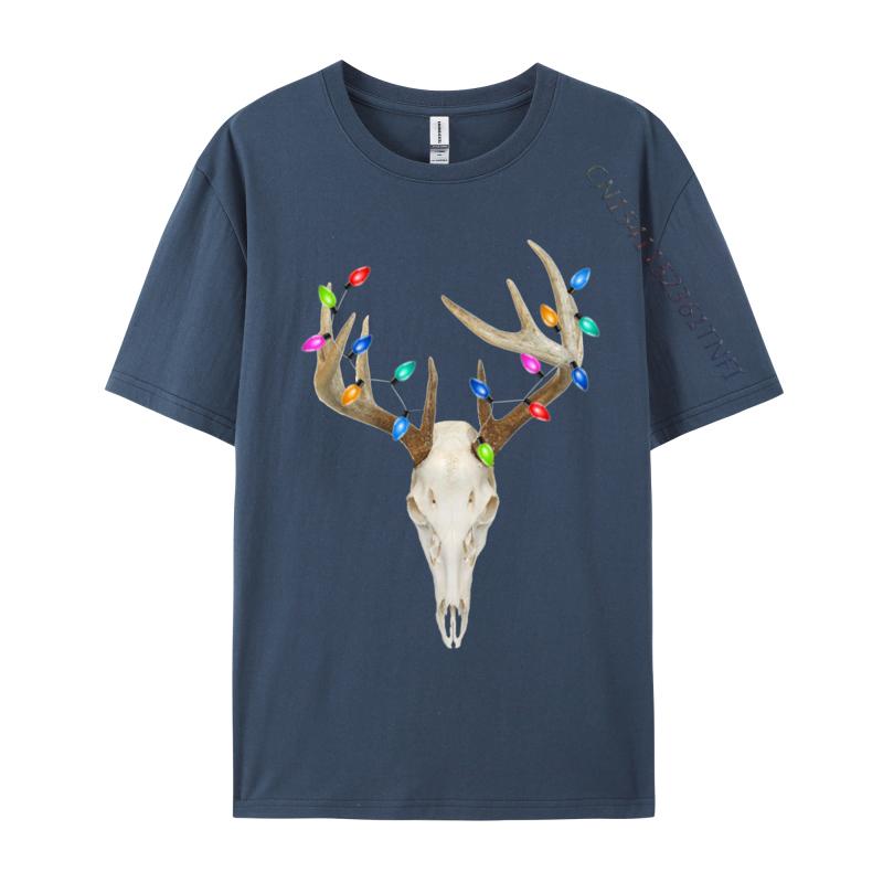 Deer Skull Hunting Christmas Whitetail T-Shirt Cotton Top T-Shirts For Men Normal Tops Shirts Prevalent Slim Fit