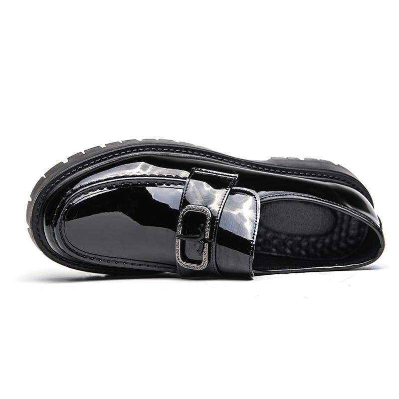 Men Platform Shoes Loafer Dress Elevator Punk Shoes Height Increase Formal Black Leather Thick Sole Creepers Plus Size