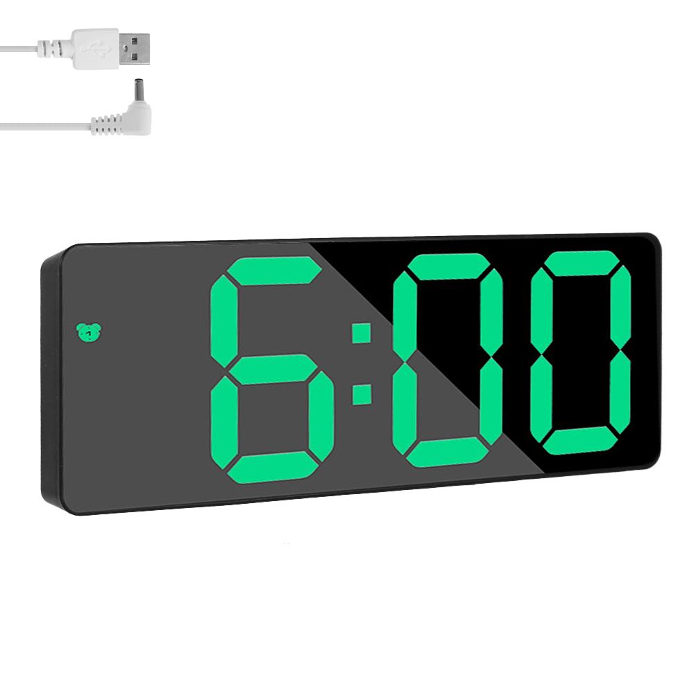 

Digital Alarm Clock Voice Control Temperature Humidity Night Mode 12/24H LED Clock Snooze Desktop Silent Electronic Table Clock зелёный