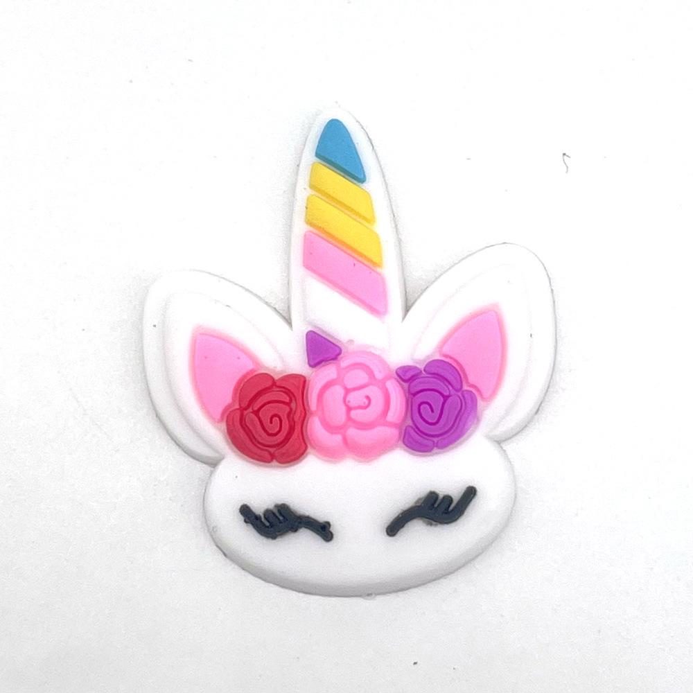 Cute Cartoon Unicorn Flower Clog Buckles - Removable & Soft Rubber Garden Shoe Decorations