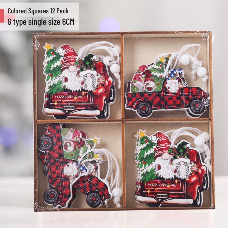 Creative Wooden Christmas Ornaments: Small Reindeer Tree Pendants with Exquisite Painted Box