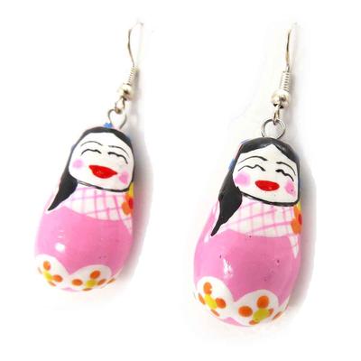 [J8246] - Pink 'Russian Dolls' Designer Earrings