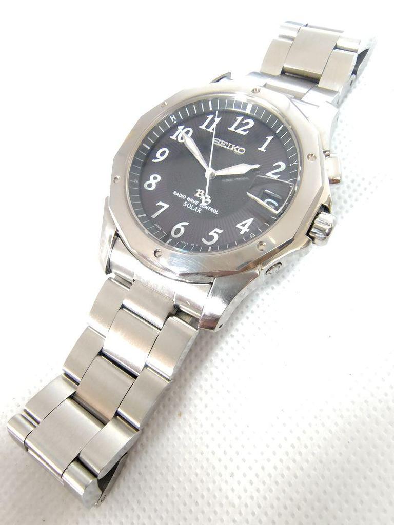 [USED] Radio-controlled solar watch, strap, rare Seiko Brightz titanium