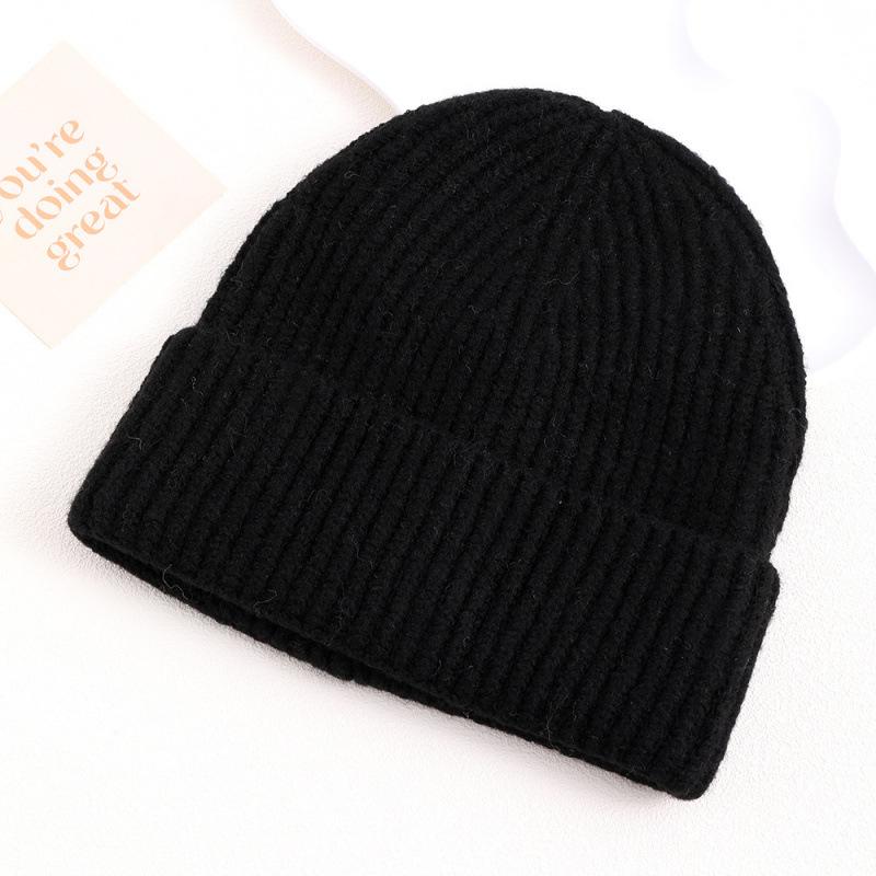 Solid Color Wool Hat Autumn and Winter Thickened Warm Knitted Hat Fashionable Versatile Cold Hat Simple Pullover Brimless Warm Hat