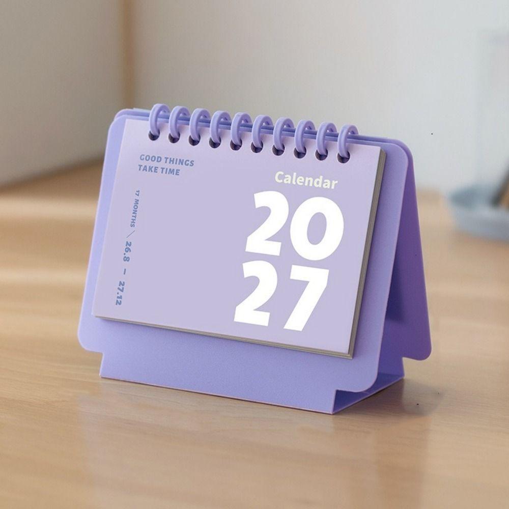 Portable 2027 Mini Desk Calendar Spiral Binding Daily Planning Calendar Agenda Planner