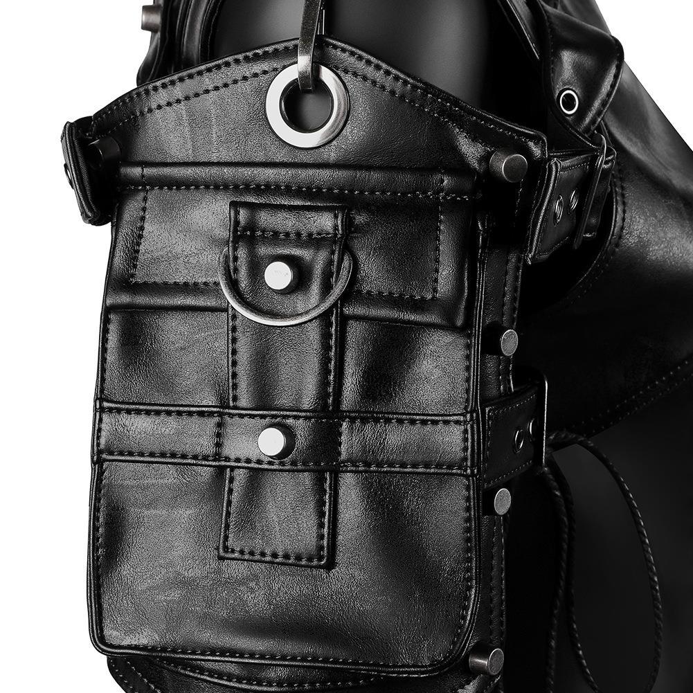 Gothic Punk Leather Single Shoulder Armor Harness Shoulder Bag Steampunk Arm Bag with Studs Pockets Halloween Stage Performances