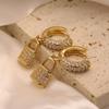 1 Pair Luxury Small Lock Dangle Earrings for Women Zirconia Earring Jewelry Wedding Party Accessories