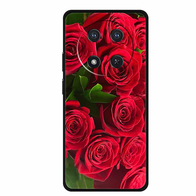For Honor X9c Case X 9 c Coque Flowers Black Silicone TPU Soft Back Cover For Honor Magic 7 Pro Magic7 5G lite Phone Case Funda