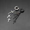 Titanium Steel Three Cross-shaped Earrings with Ear Hooks, Chain and Tassel Accessories, Ear Jewelry Pieces