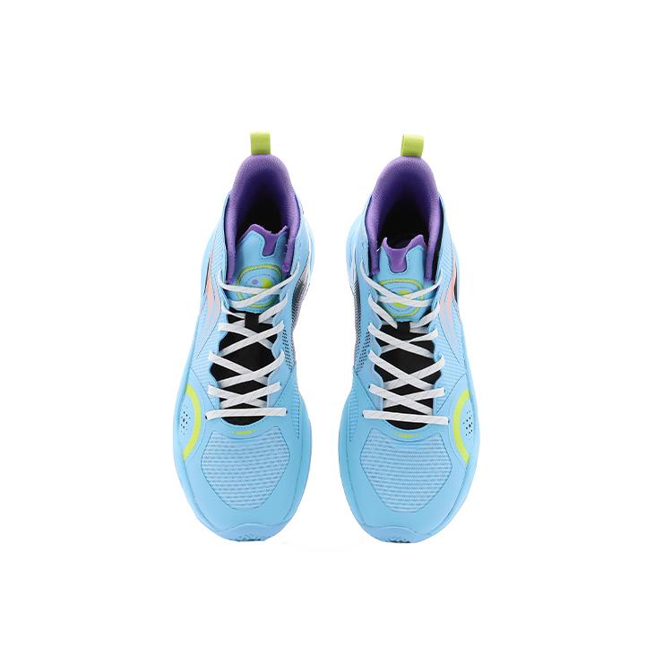 Li Ning YuShuai 15 TPU Cushioning Slip Resistant Abrasion Resistant Mid Top Basketball Shoes Men's Moon White Blue ABAR043-14