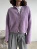 2026 New Fall Winter Women's Knit Cardigan - Crewneck Solid Soft Fuzzy Sweater Coat Casual Versatile Warm Outerwear Pink