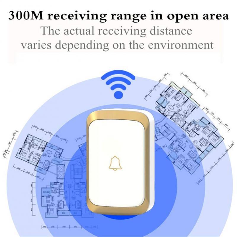 Home Security Welcome Wireless Doorbell Smart Home Door Bell Alarm LED Light 36 Songs With Waterproof Touch Button Smart Alarm