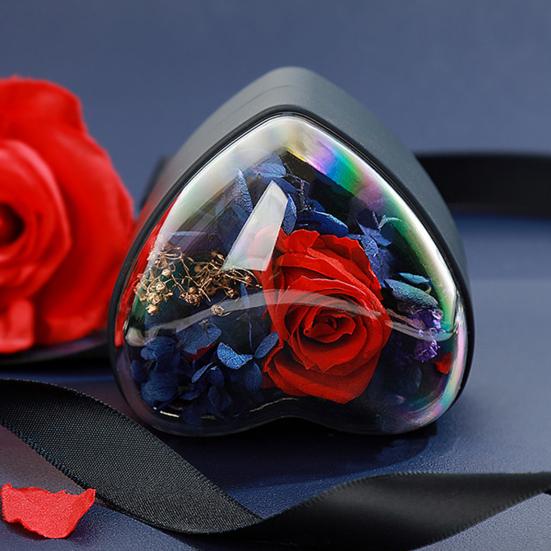 Preserved Flowers Jewelry Box Heart Shape Necklace Gift Box Romantic Rose Ring Box Jewelry Gift Packaging Box for Valentine's Day Anniversary