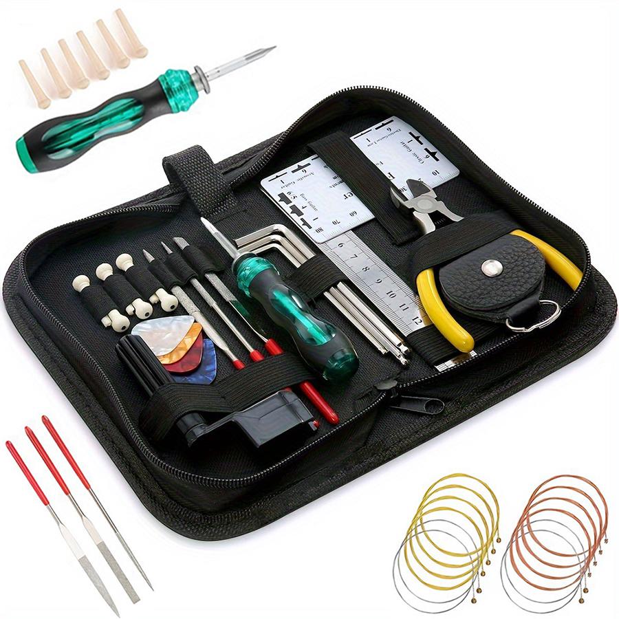 25/30 in 1 Guitar Tool Kit Set Multi-functional Guitar Repair Toolbox Guitar Parts Replacement Toolbox Picks String Fixed Buckle