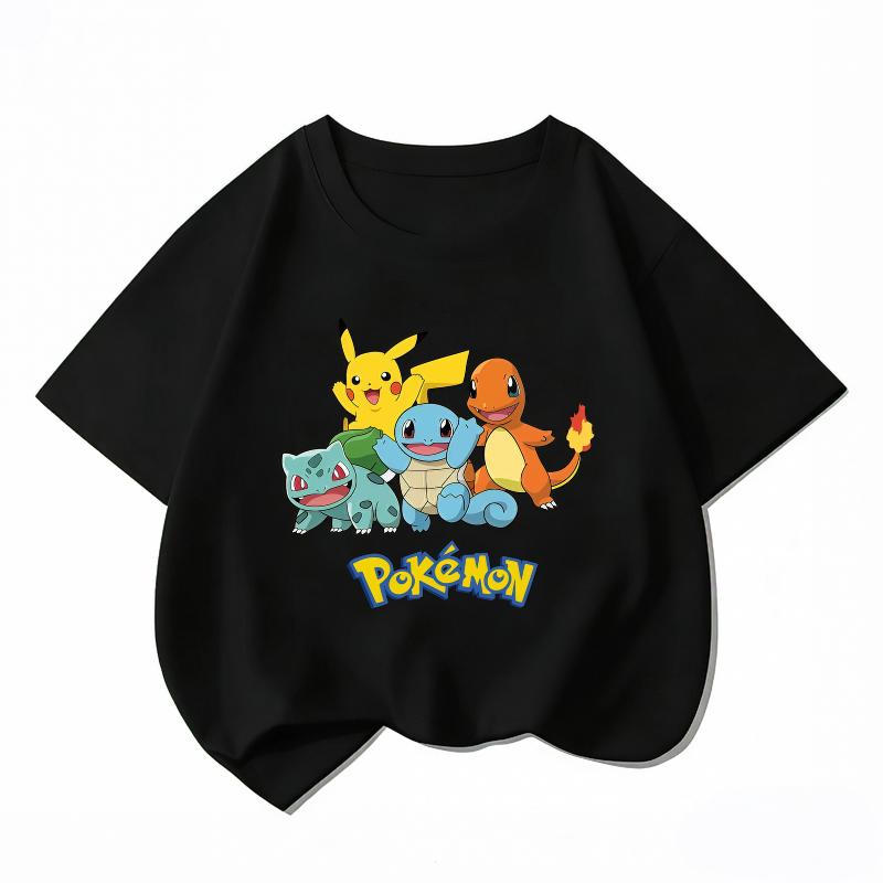 Potdemiel Sommer Neuankunft Kinder Kurzarm Pikachu T-Shirt, 100% Baumwolle, Bequem und Atmungsaktiv für Jungen und Mädchen