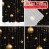 Set Of 2 Modern Flat Printing Golden New Year Curtains Polyester Decorations Perfect Curtain Semi Sheer