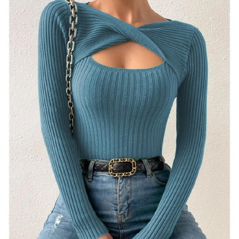 Podzim Zima Pletený svetr pro ženy Pulovry a svetry s dlouhým rukávem Dámské Základní úplety Topy