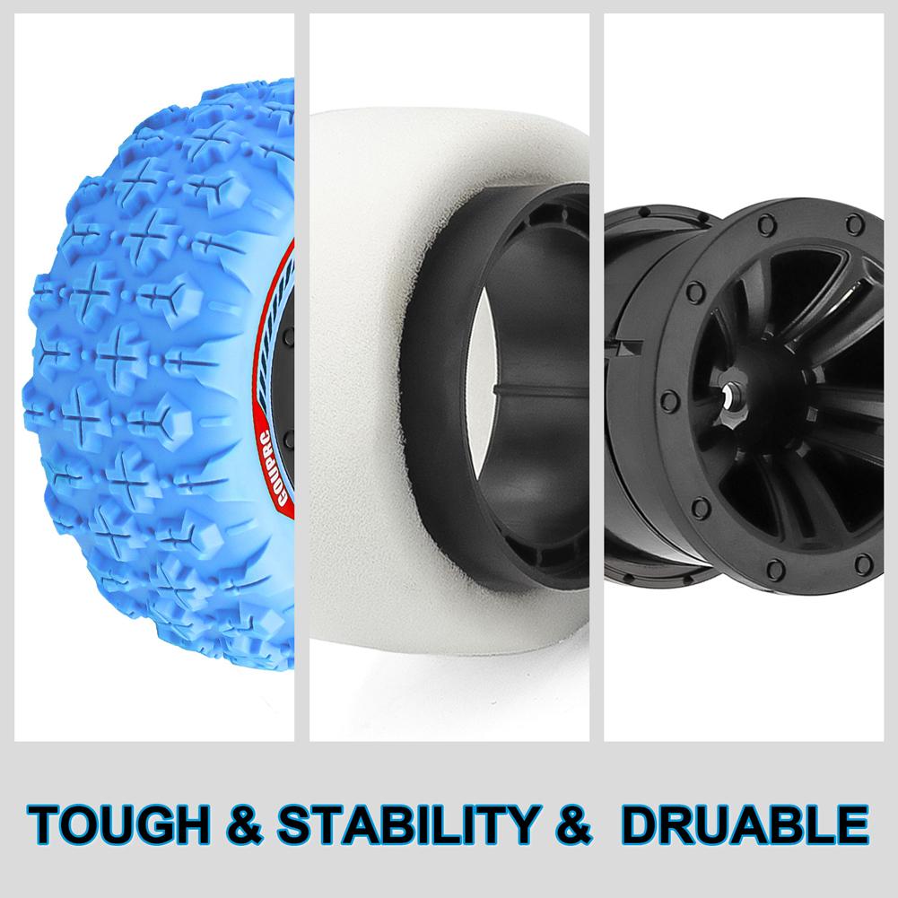 4Pcs 12mm Hex RC Wheel Tires Set Swamp Claw Mud Terrain Tires RC Wheels and Tires for 1/14 1/16 RC Car Crawler Truck Accessories