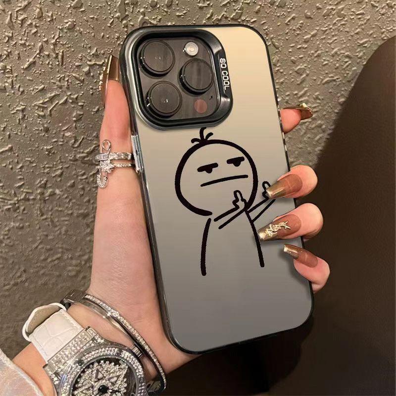 Silver Personalized Middle Finger for Apple 11-16e, Creative Case for 14/13/12, Fits XR Small.