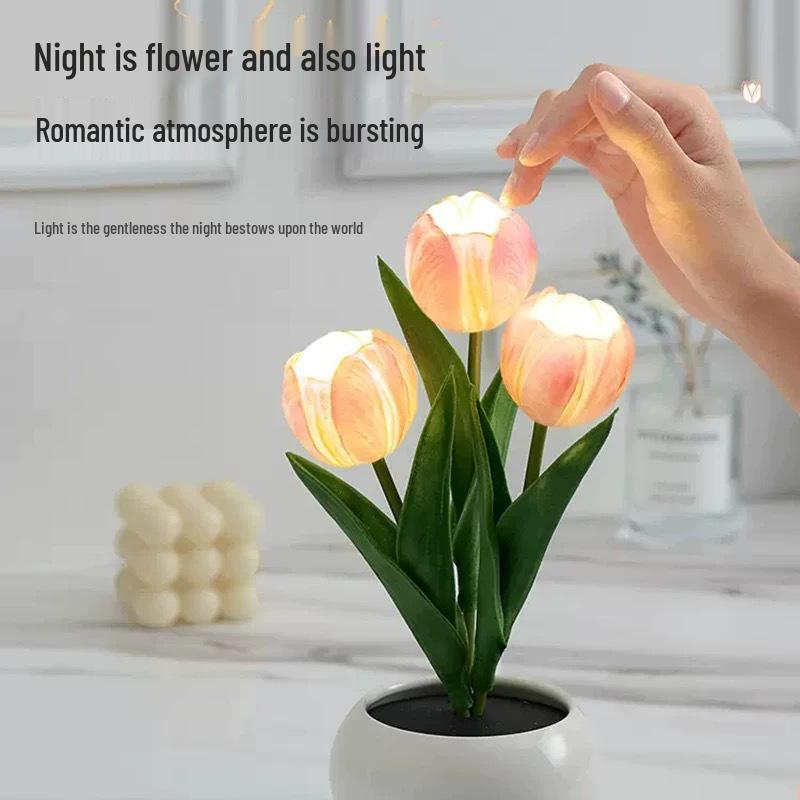 Elegant Tulip Night Light: High-End Decorative Bedside Lamp for Bedroom Ambiance