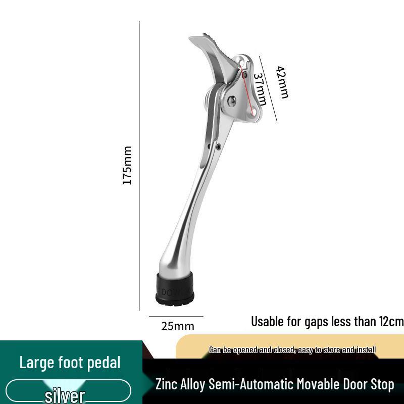 Zinc Alloy Foot Pedal Door Stopper - Anti-Collision Device for Bedroom, Bathroom, Glass, or Wooden Doors.