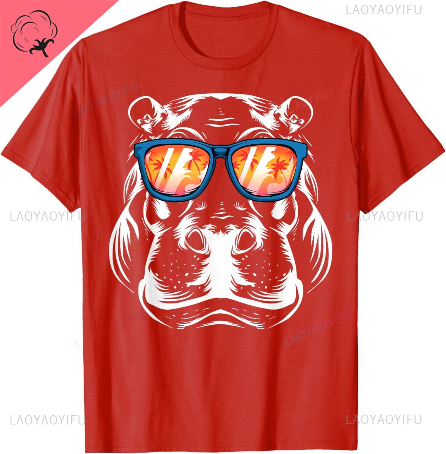 

Cool Hippopotamus for Men Women Hippo Zoo Day Animal Lover T-Shirt Cotton Retro Street Fashion Men s Shirt Short Sleeve Design 4XL