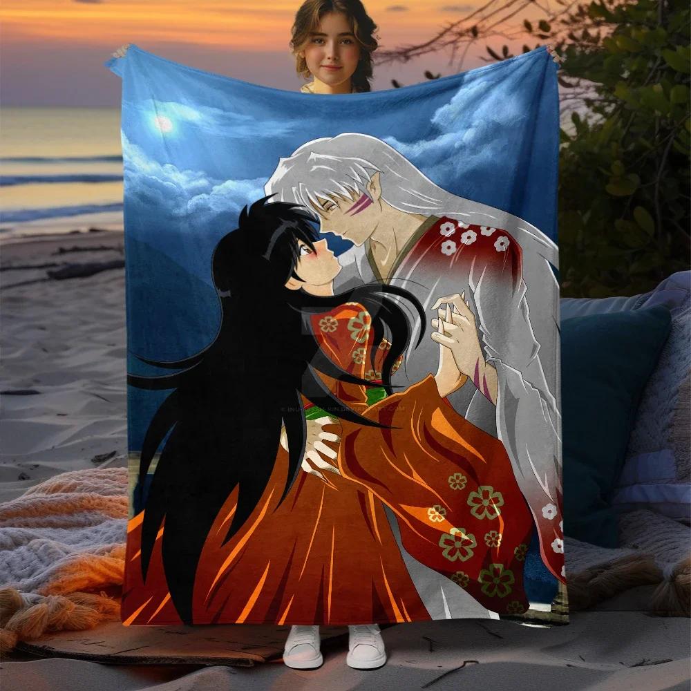 Inuyasha Cartoon Printing Blanket Large Sofa Soft Warm Flannel Throw Blanket Camping,Outdoors,Picnic,Travel,Airplane Blanket.