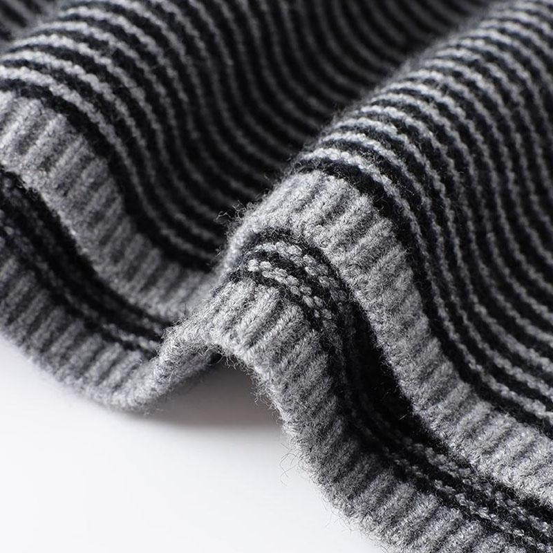 Plus Size Sweater Thickened Hooded Female Autumn Loose Striped Knit Sweater Warm Knit Sweater Tops