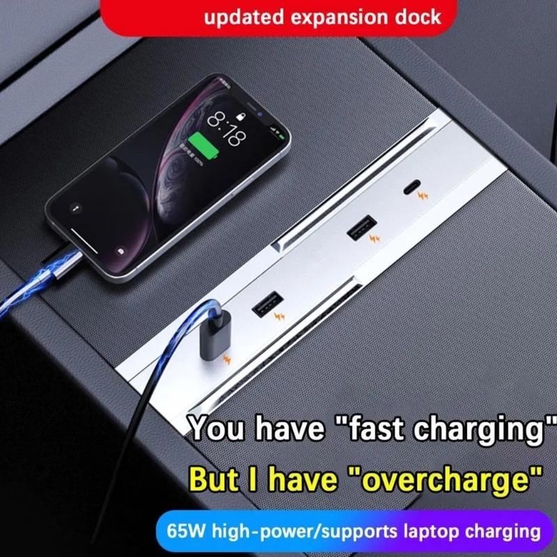 Car Fast Charging USB Shunt Hub Ports for Car 3+ Highland Center Console Docking Station Type C Data Transfer Adapter
