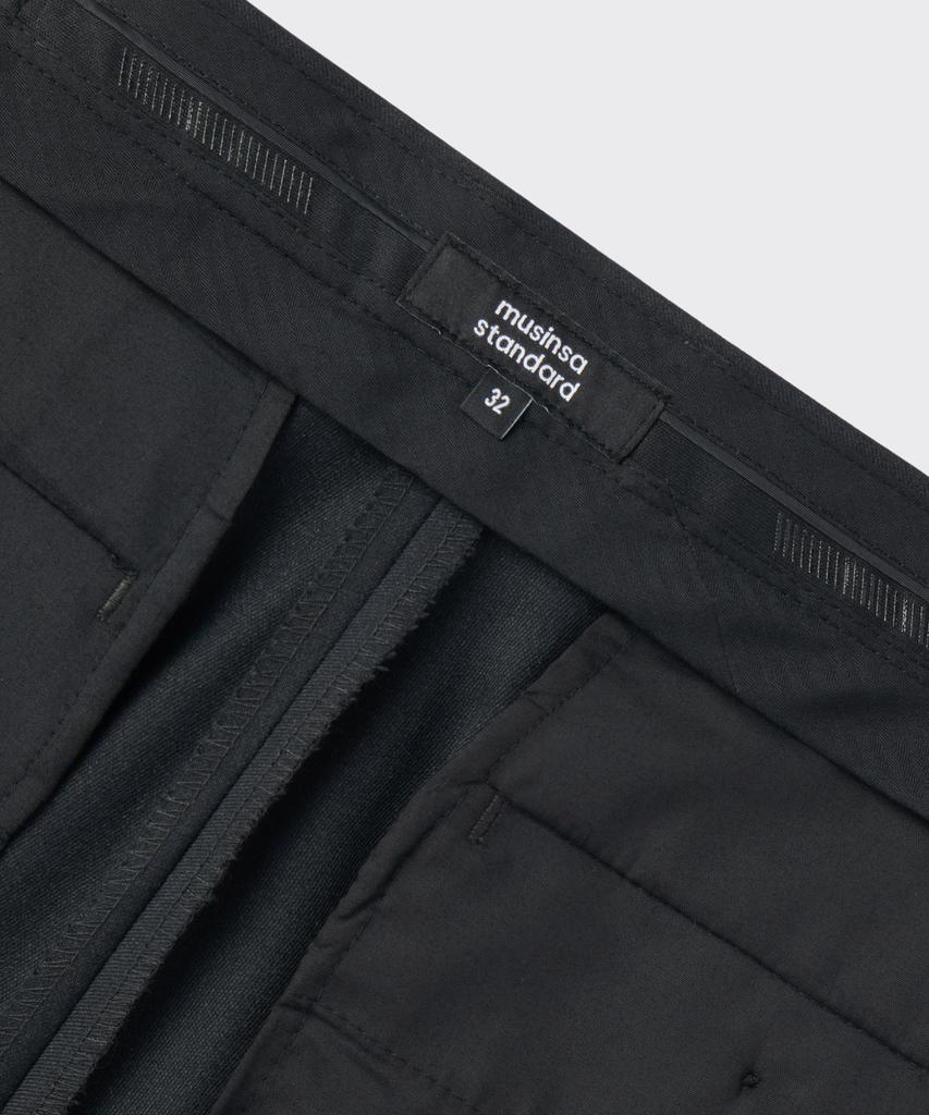 MUSINSA STANDARD Wool Blend Wide Hidden Elastic Waist Slacks [Charcoal Gray]