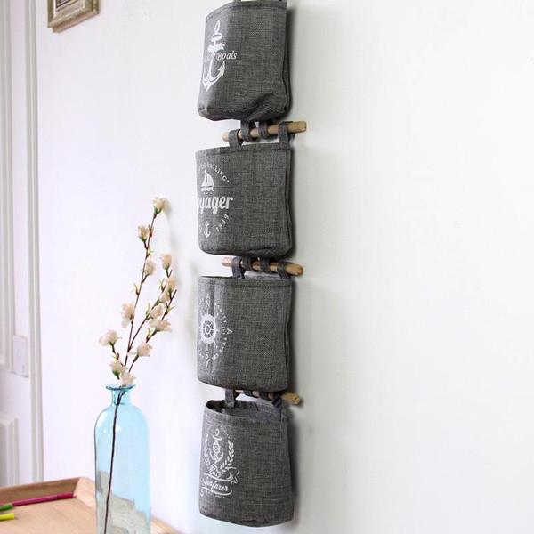 Borsa portaoggetti da appendere alla parete Zakka Cotone Lino Per Organizzazione Camera da Letto